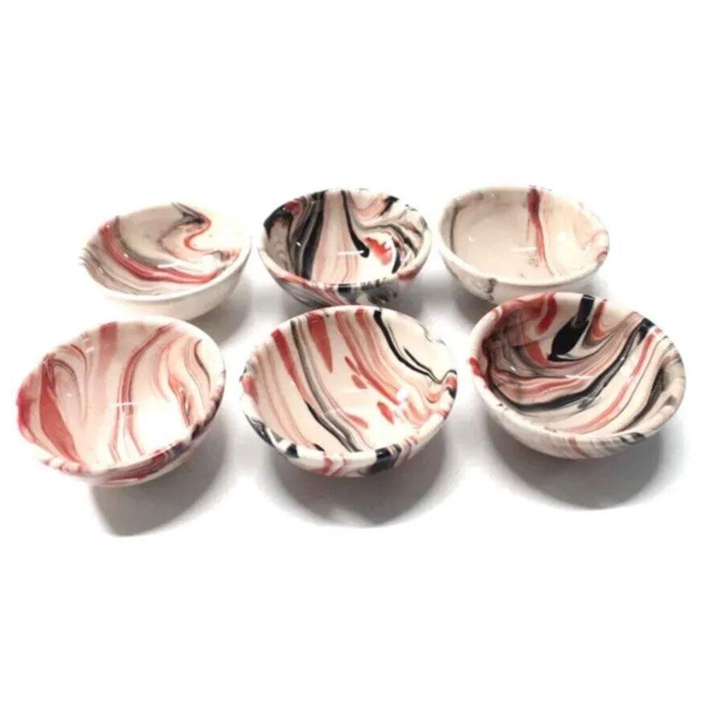 Kırmızılı 6 Lı Çini Kase Takımı