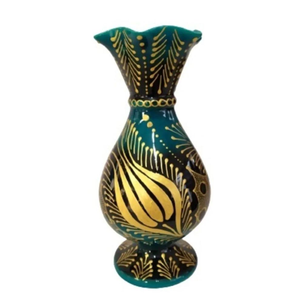 Altın Yaldızlı Desenli Marul Vazo 25 Cm