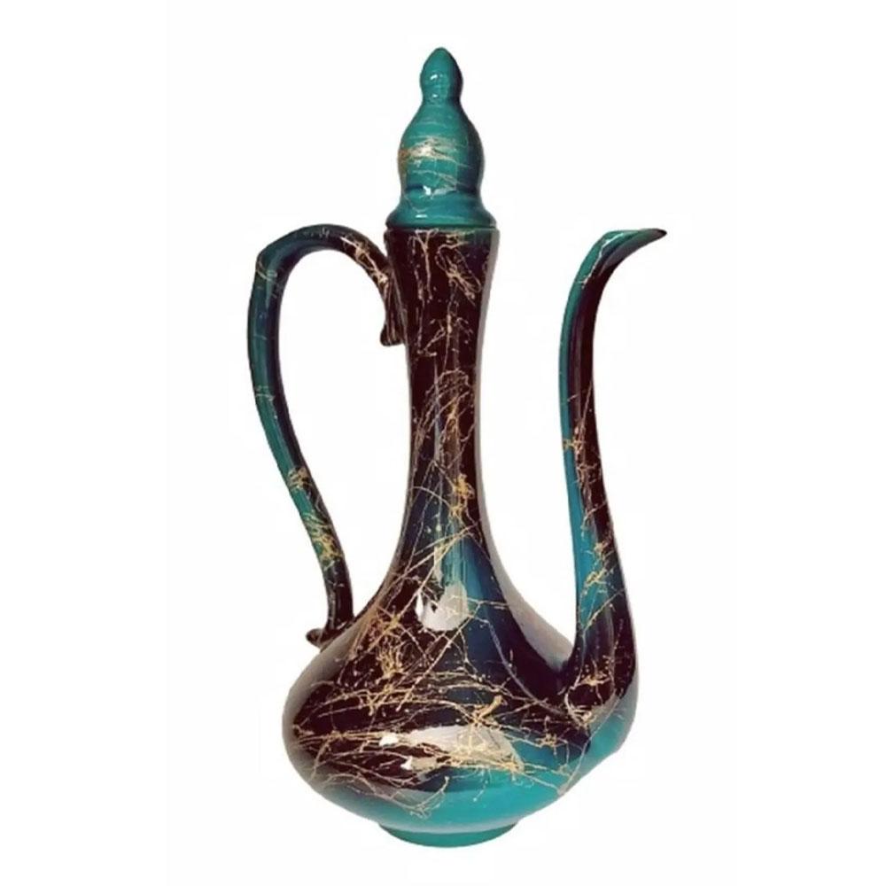 Zümrüt Yeşili El Işlemeli Ibrik Vazo Yükseklik 32 Cm